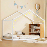 Bellemave® Metal House Bed with Shelves and Lights - Bellemave